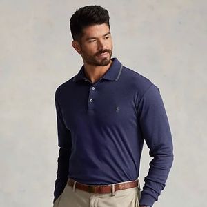 New Polo Ralph Lauren Soft Cotton Long-Sleeve Polo Shirt S Spring Navy heather